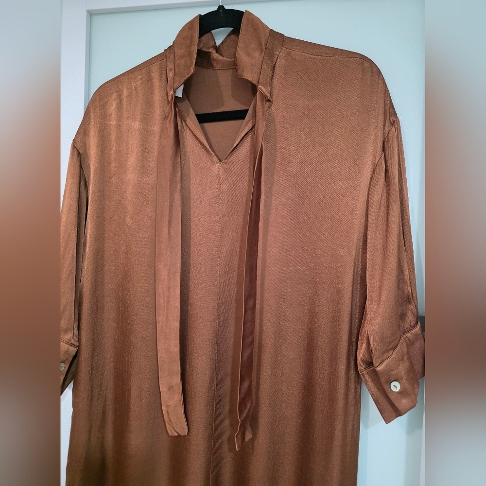 Patrizia Segreti Milano Brown Asymmetric Viscose Dress – Size IT 44 (Fits M/L) - Picture 11 of 16